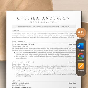 Plantilla de currículum vitae ATS en Word, Google Docs, Apple Pages / Currículum vitae de una página compatible con ATS con carta de presentación para profesionales, gerentes de recursos humanos, ventas
