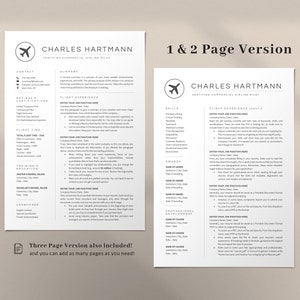 Pilot Resume Template for Aviation, Flight Attendant Crew Pilot Aviation Professional Resume Template Word, Google Docs, Apple Pages image 4