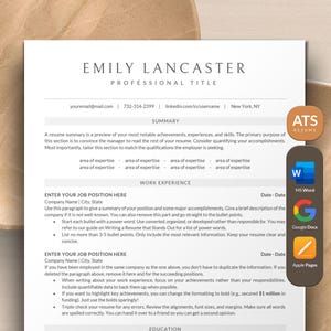 ATS Friendly Resume Template Word, Google Docs, Apple Pages Mac, ATS Resume CV Template, Professional Resume Template, Ats Compatible Resume