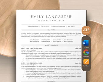 ATS Friendly Resume Template Word, Google Docs, Apple Pages Mac, ATS Resume CV Template, Professional Resume Template, Ats Compatible Resume