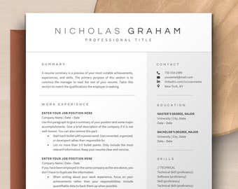 ATS Resume Template Google Docs Word Apple Pages ATS Etsy