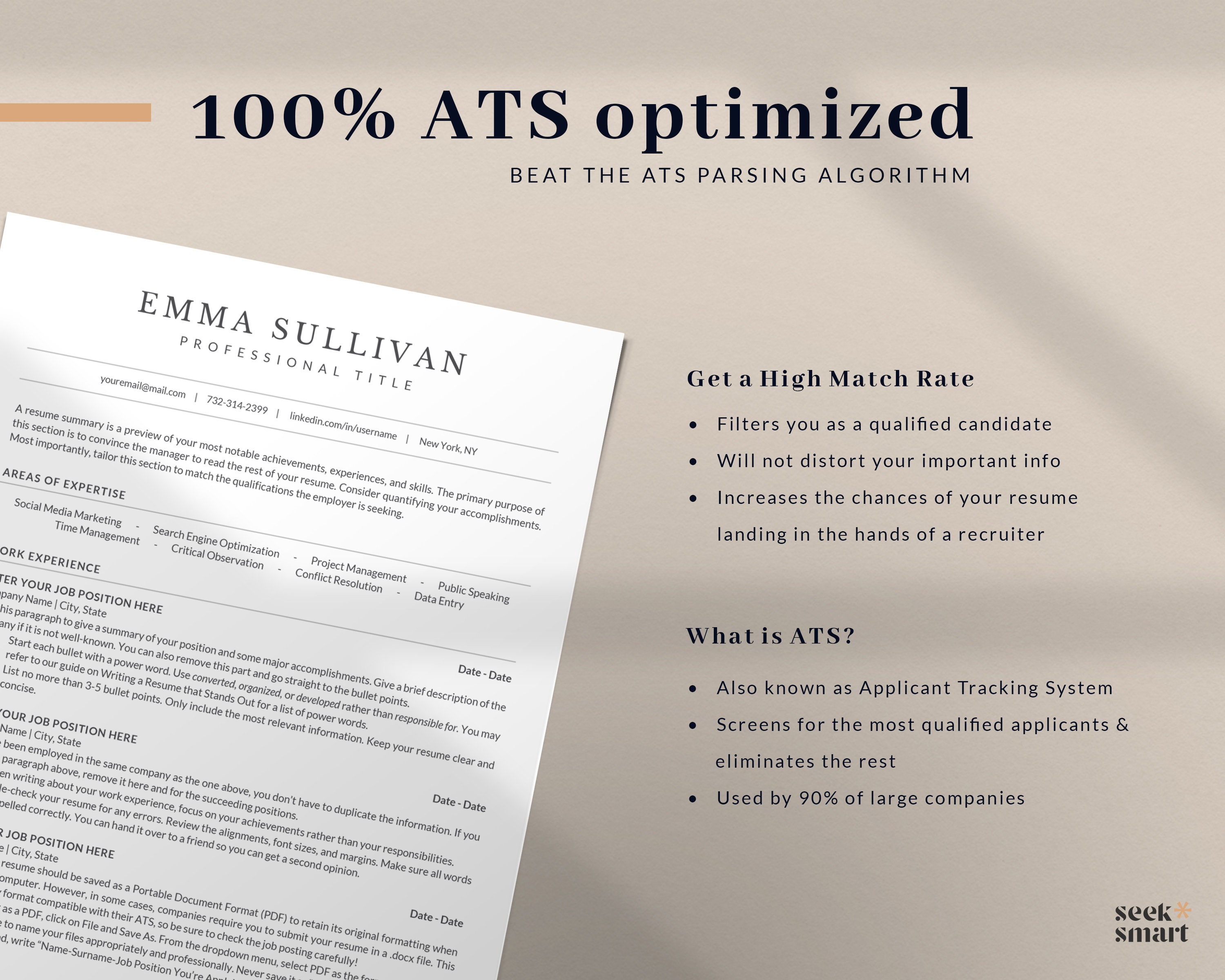 ATS Friendly Resume Template | Professional ATS Resume Template Word ...