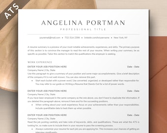 ATS Resume Template Word, Google Docs, Apple Pages Mac | ATS Friendly Resume Template | Ats Professional Resume Clean 1 2 Page CV Template
