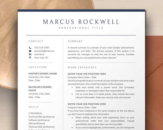 Professional Resume Template Word Google Docs Apple Pages - Etsy