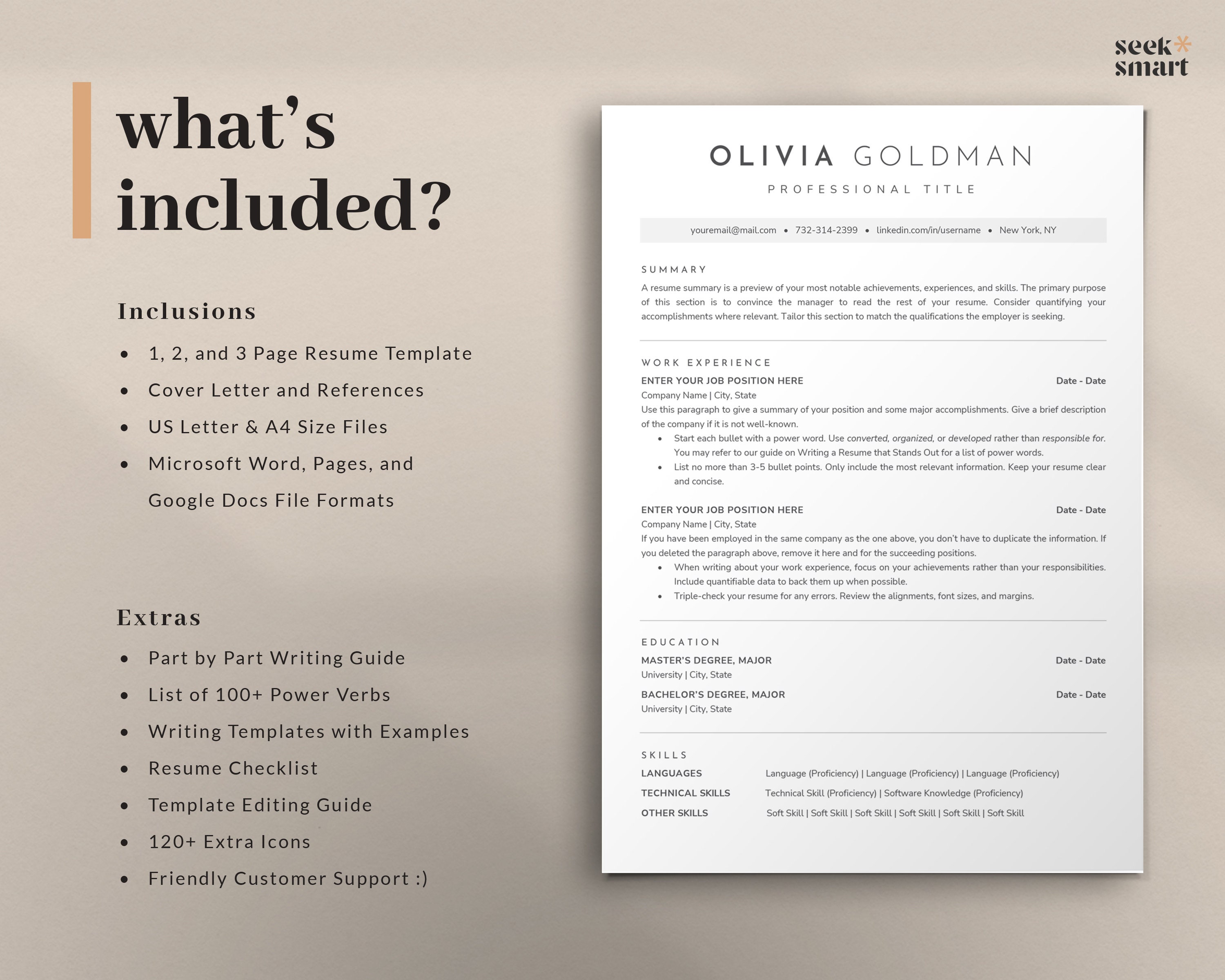 ATS Friendly Resume Template Google Docs Word Apple Pages ATS Resume ...
