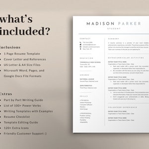 Puede incluir: Una plantilla de curr&iacute;culum con un dise&ntilde;o moderno. La plantilla incluye una carta de presentaci&oacute;n, referencias y est&aacute; disponible en tama&ntilde;os US Letter y A4. La plantilla es compatible con Microsoft Word, Pages y Google Docs. La plantilla tambi&eacute;n incluye una gu&iacute;a de escritura paso a paso, una lista de m&aacute;s de 100 verbos de acci&oacute;n, plantillas de escritura con ejemplos, una lista de verificaci&oacute;n de curr&iacute;culums, una gu&iacute;a de edici&oacute;n de plantillas, m&aacute;s de 120 iconos adicionales y una atenci&oacute;n al cliente amigable.
