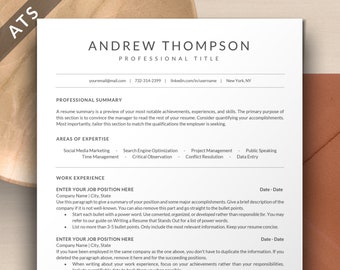 ATS Resume Google Docs, ATS Friendly Resume Template Word, Apple Pages | Resume Template Minimalist, CV Template Clean Lebenslauf Vorlage