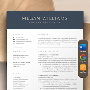 Resume Template Apple Pages & Word 1 Page, 2 Page, and 3 Page | Modern Professional Resume CV Template for Executive, CEO, Sales, HR Manager