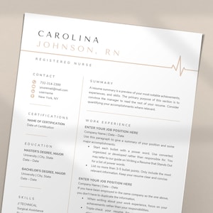 Nurse Resume Template Word, Resume Google Docs, Apple Pages Resume | Nursing Resume, LPN Resume, RN Resume, Medical Resume, CV Template image 3