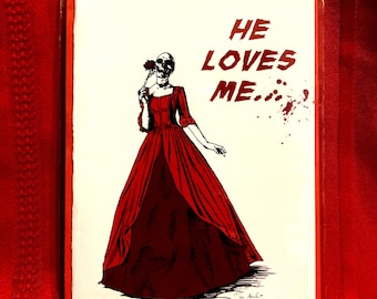 He Loves Me, He Loves Me Not Spooky Greeting Card