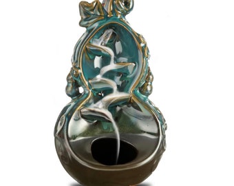 Ceramic Backflow Waterfall Incense Holder | 20 Mixed Cones | A mat |Incense Burner | Backflow Incense Burner | Incense Holder| Backflow Cone