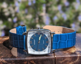 Vintage Gossip Watch Square Face Blue Band