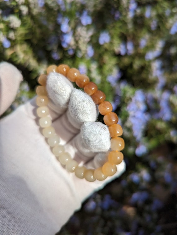 Natural Brown and White Jade Bracelet - Unisex Bea
