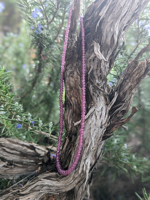 Natural pink ruby beaded necklace