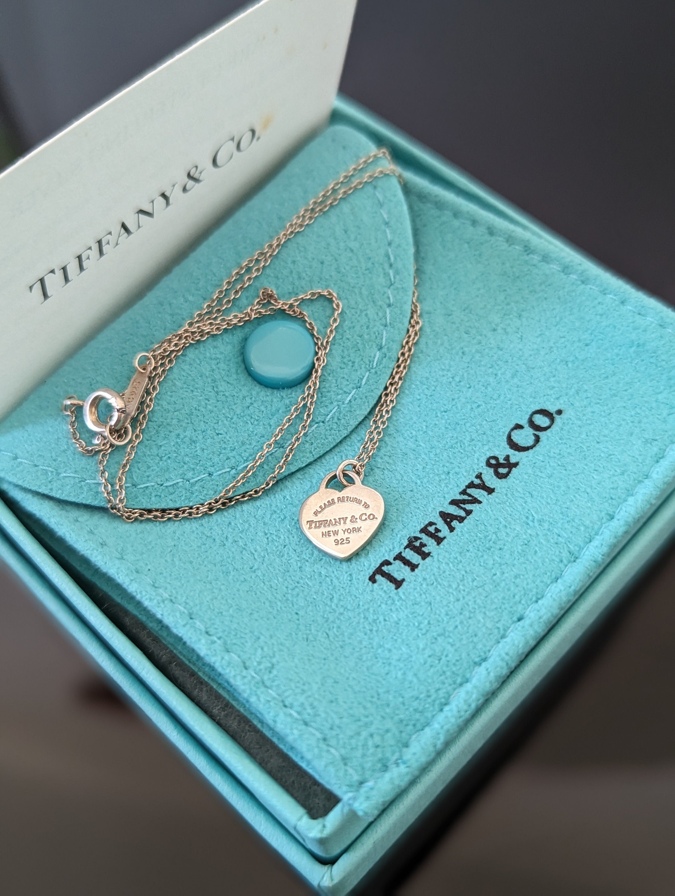 Tiffany & Co. .925 Sterling Silver Engravable Blank Heart Tag Necklace 16