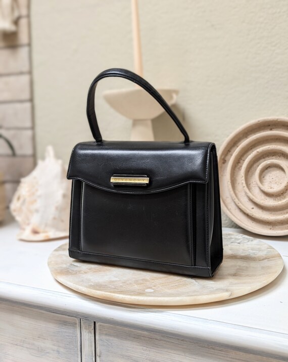 GIVENCHY Vintage Logo Plate Top Handle Women s Handbag Black Etsy Australia