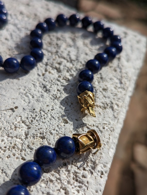 Antique Lapis Lazuli 14K Solid Yellow Gold Beaded… - image 7