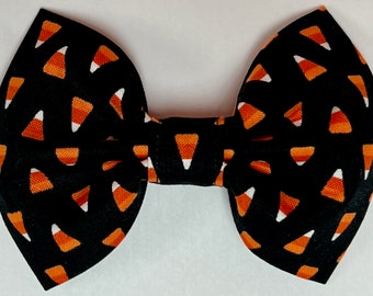 Dog Bow Tie, Halloween Orange Candy Corn on Dark