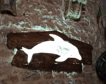 Dolphin wall light in wood