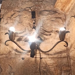Medieval dragon wall light with three lights