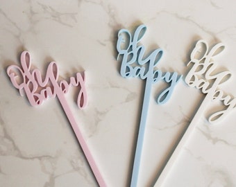 Oh Baby drink stirrers- Baby Shower Drink Stirrers- Swizzle Sticks- Acrylic Drink Stirrers- Drink Stirrers