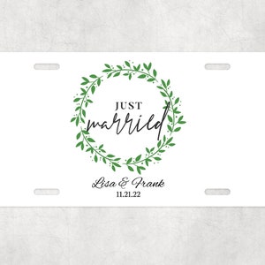 CUSTOM wedding license plate- unique license plate- car- custom car accessories- Wedding Gift- Newlyweds