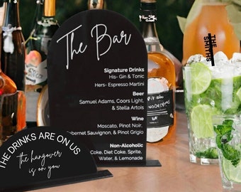 Menú de bar - Letrero de bar personalizado - Letrero de bar para bodas - Menú de bar para eventos - Letrero de bar - Letrero de boda personalizado
