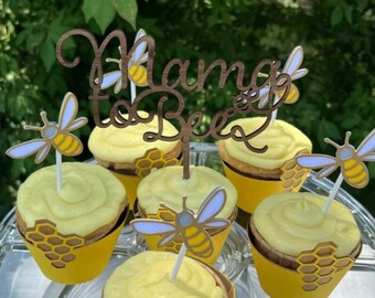 Acrylic Cake Topper- Laser Cut Cake Topper- Baby Shower Cake Topper- Baby Shower Decor- Bee Baby Shower