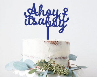 Acrylic Cake Topper- Laser Cut Cake Topper- Baby Shower Cake Topper- Baby Boy Shower Decor- Anchor Baby Shower