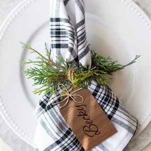 Wedding Place Cards, Wood Napkin Tag, Wedding Favors, Wedding Table Decor, Custom Place Card, Christmas Wedding Table Setting