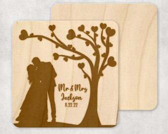 Personalized Wedding Favors- Personalized Maple Wood Wedding Coasters- Wedding Decor- Laser Cut Wedding Decor- Laser Cut Wedding Coasters