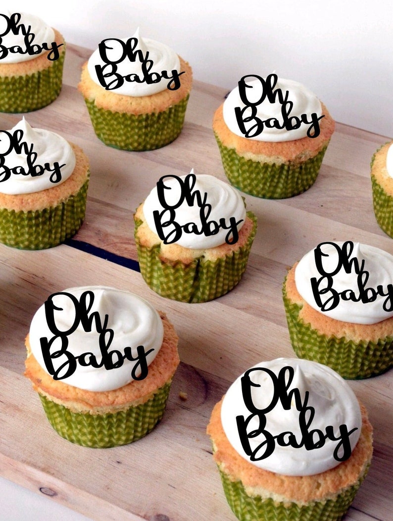 Oh Baby Cupcake Toppers Baby Shower Acrylic Cupcake Toppers Etsy