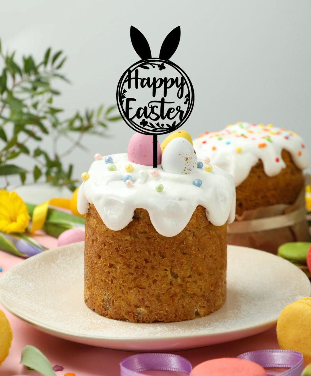 Spring Cake Toppers Easter Acrylic Cake Topper- Laser Cut Cake Topper- Bunny Cake Topper ...