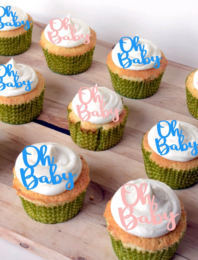 Oh Baby Cupcake Toppers Baby Shower Acrylic Cupcake Toppers Etsy