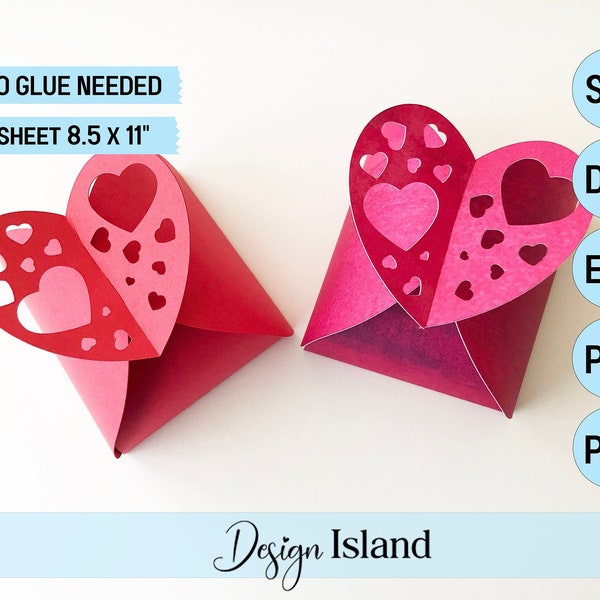 Heart Box SVG - Heart Gift Box Template - Heart Twist Box SVG - No Glue Box svg - Party Favor Box svg - Bridal Box - Wedding Keepsake Box