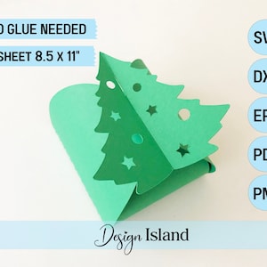 Christmas Tree Box SVG -  Christmas Tree Gift Box Template - Twist Box SVG - No Glue Box svg -  Party Favor Box svg - Treat Box svg