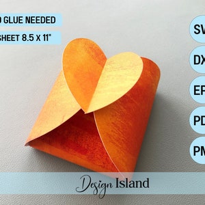 Heart Box SVG - Heart Gift Box Template - Heart Twist Box SVG - No Glue Box svg - Party Favor Box svg - Bridal Box - Wedding Keepsake Box