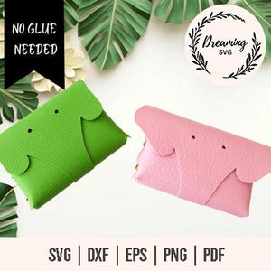 Keine nähen Elefant Leder Geldbörsen SVG - Elefantenkarte Geldbörsen SVG - Keine nähen Geldbörse SVG - Brieftasche Beutel svg - Clutch Purse Kunstleder No Sew