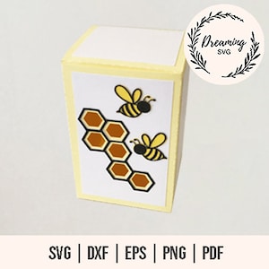 Honey Bee Box SVG - Honey Bee Gift Box Templates - Wedding Treat Box Honeycomb - Honeycomb Box 3D SVG - Wedding Keepsake Box - Bee Treat Box