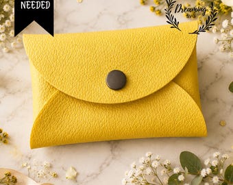 No Sew Faux Leather Card Wallet SVG - Coin Purse Pattern for Cricut & Silhouette - DIY Minimalist Pouch Cut File