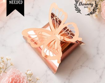 Butterfly Twist Box SVG - No Glue Gift Box Template - Interlocking Gift Box Template for Cricut - Bridal Shower & Wedding Favor Packaging