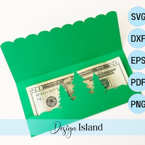 Tarjeta de titular de dinero de árbol de Navidad SVG - Tarjeta de dinero festoneada SVG - Titular de dinero SVG - Sobre de efectivo svg - Sobre de efectivo svg - Sobre de dinero svg
