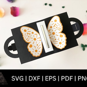 Geldbörse Lippenbalsam Halter Vorlage - Pop up Schmetterling Lippenbalsam Halter SVG - Faltbare Box Lippenbalsam Rohrhalter svg - Lippenbalsam Karte svg -