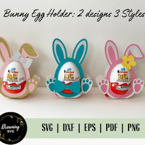 Porte oeuf de Pâques SVG - porte oeuf joie Kinder SVG - support de boîte de bonbons lapin de Pâques - boîte à oeufs en chocolat SVG - boîte de bonbons lapin de Pâques svg