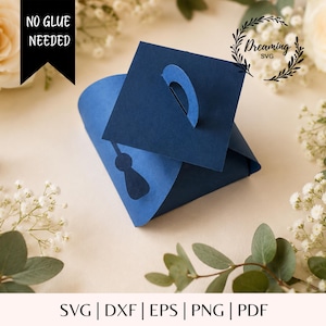 Graduation Cap Box SVG - No Glue Twist Favor Template for Cricut & Silhouette - Scholar Treat Box Cut File