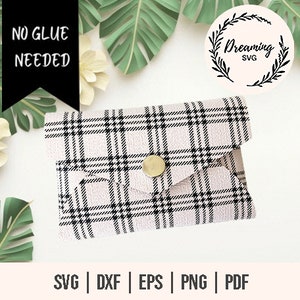 Carteras de tarjetas sin pegamento SVG - Monedero SVG - Sin coser No hay carteras de pegamento SVG - Bolsa de billetera svg - Monedero de embrague de cuero sintético sin coser - Cartera de tarjeta