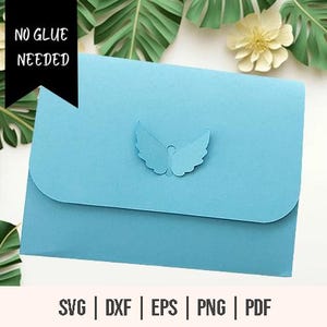 Arquivos de corte de envelopes com asas de anjo - Modelo de envelopes sem cola - Modelo de envelope com asas de anjo - Envelope com asas SVG - Modelo de envelopes