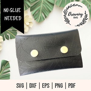 Carteras de tarjetas sin pegamento SVG - Monedero SVG - Sin coser No hay carteras de pegamento SVG - Bolsa de billetera svg - Monedero de embrague de cuero sintético sin coser - Cartera de tarjeta