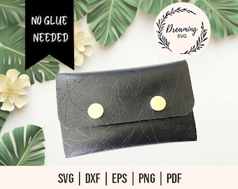 No Glue Card Wallets SVG - Coin Purse SVG - No Sew No Glue Wallets SVG - Wallet Pouch svg - Clutch Purse Faux Leather No Sew - Card Wallet