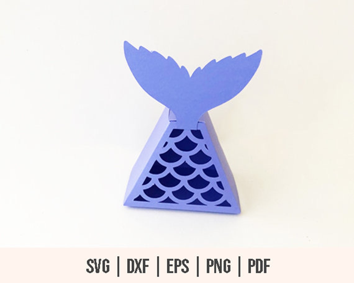 Mermaid Tail Box SVG - Mermaid Tail Gift Box SVG - Mermaid Favor Box ...